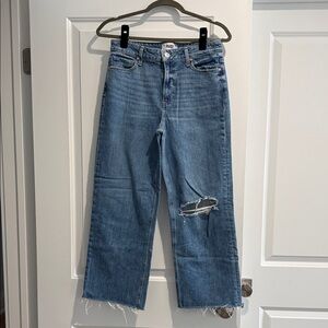 PAIGE Nellie Blue Ripped Wide Leg Jeans